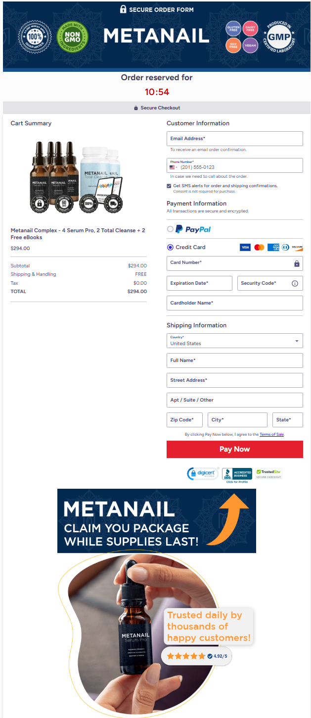 MetanailComplex Official Website Secure Order Page